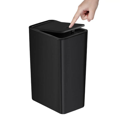 Bathroom Trash Can-10L Small Garbage Can with Press Top Lid for Toilet,Bedroom,Living Room – Plastic Wastebasket with Pop-up Lid - Smarsty