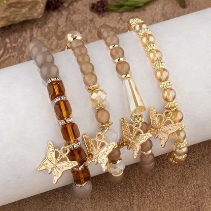 Trendy Butterfly Beaded Bracelet Set for Women - Smarsty