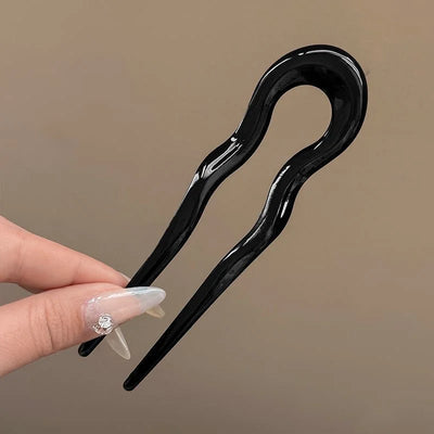 U-Shaped Hair Fork Fashion Tortoiseshell Acetate Acrylic Hairpin Geometric Headwear Hair Sticks Women Girls Hair Accessories - Smarsty
