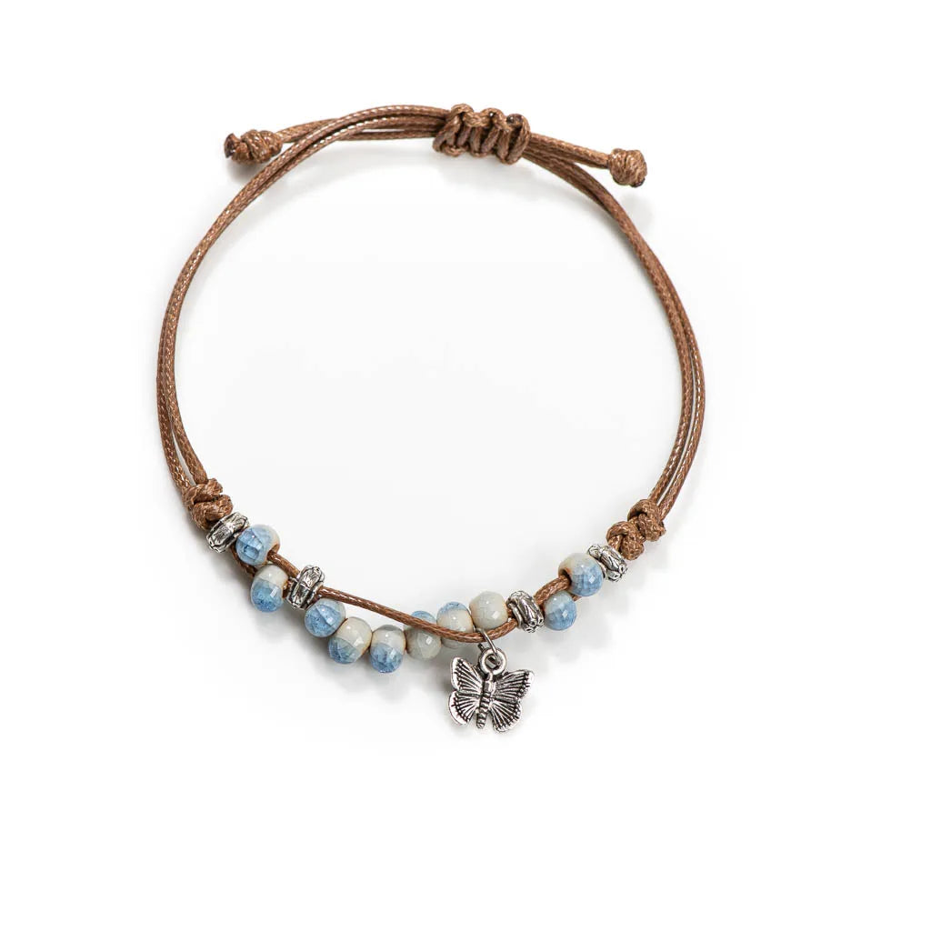 Handmade Vintage Ceramic Butterfly Adjustable Bracelet - Smarsty