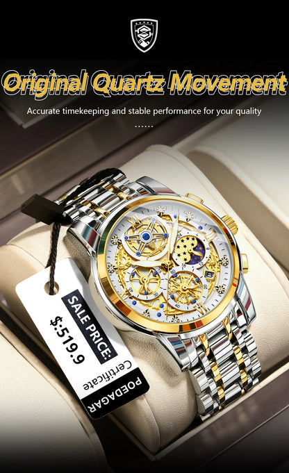 Luxury Waterproof Men's Chronograph Watch with Luminous Date - Smarsty