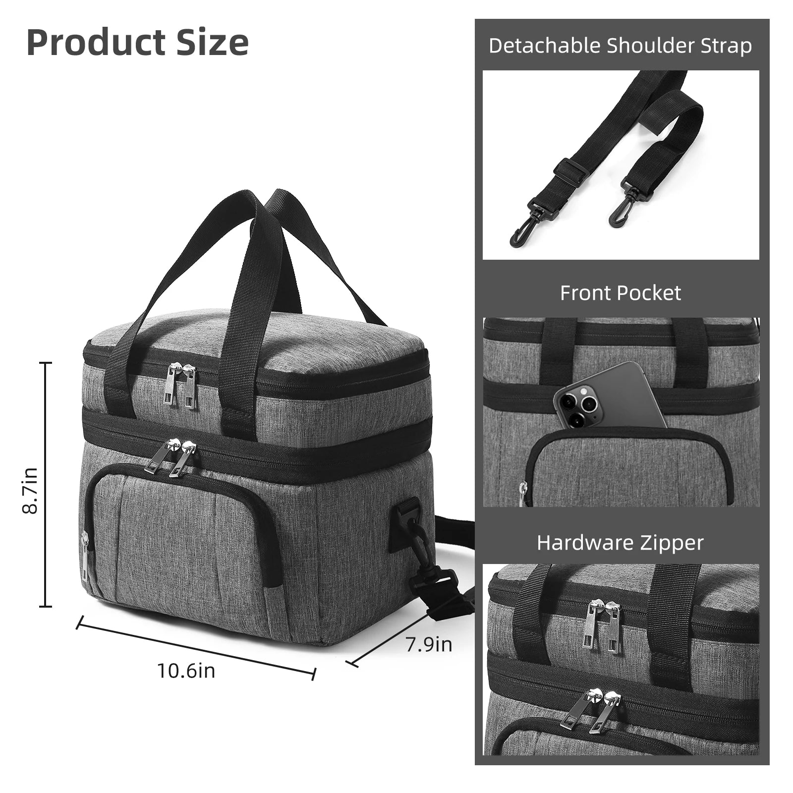 Insulated Lunch Bag With Adjustable Strap And Waterproof - Smarsty