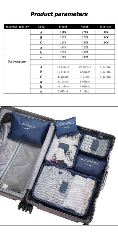 Travel Packing Cubes 6Pcs Set Shoe Pouch Luggage Organizer - Smarsty