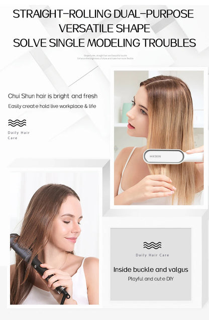 KSKIN 2 in 1 Hair Straightener Brush for Smooth Styling - Smarsty