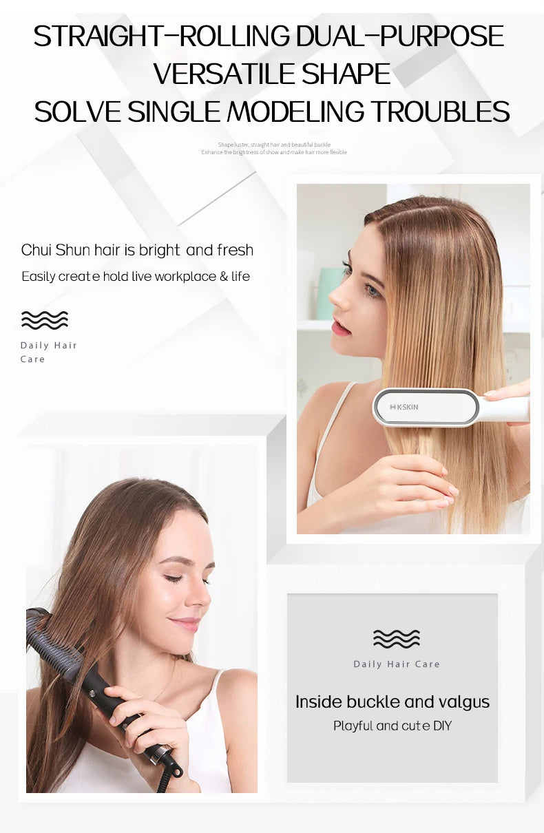 KSKIN 2 in 1 Hair Straightener Brush for Smooth Styling - Smarsty