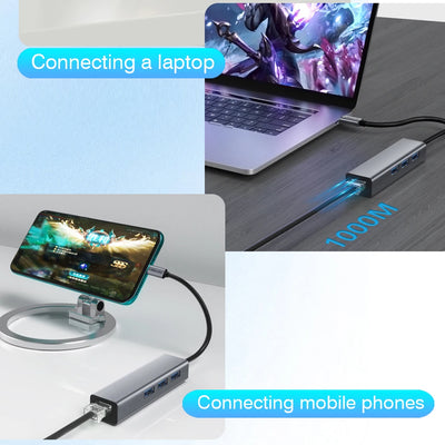 USB C Hub Docking Station With Gigabit Ethernet 100W Charge - Smarsty