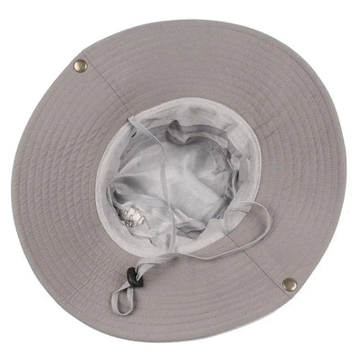 Summer Men Bucket Hat Outdoor UV Protection Wide Brim Panama Safari Hunting Hiking Hat Mesh Fisherman Hat Beach Sunscreen Cap - Smarsty