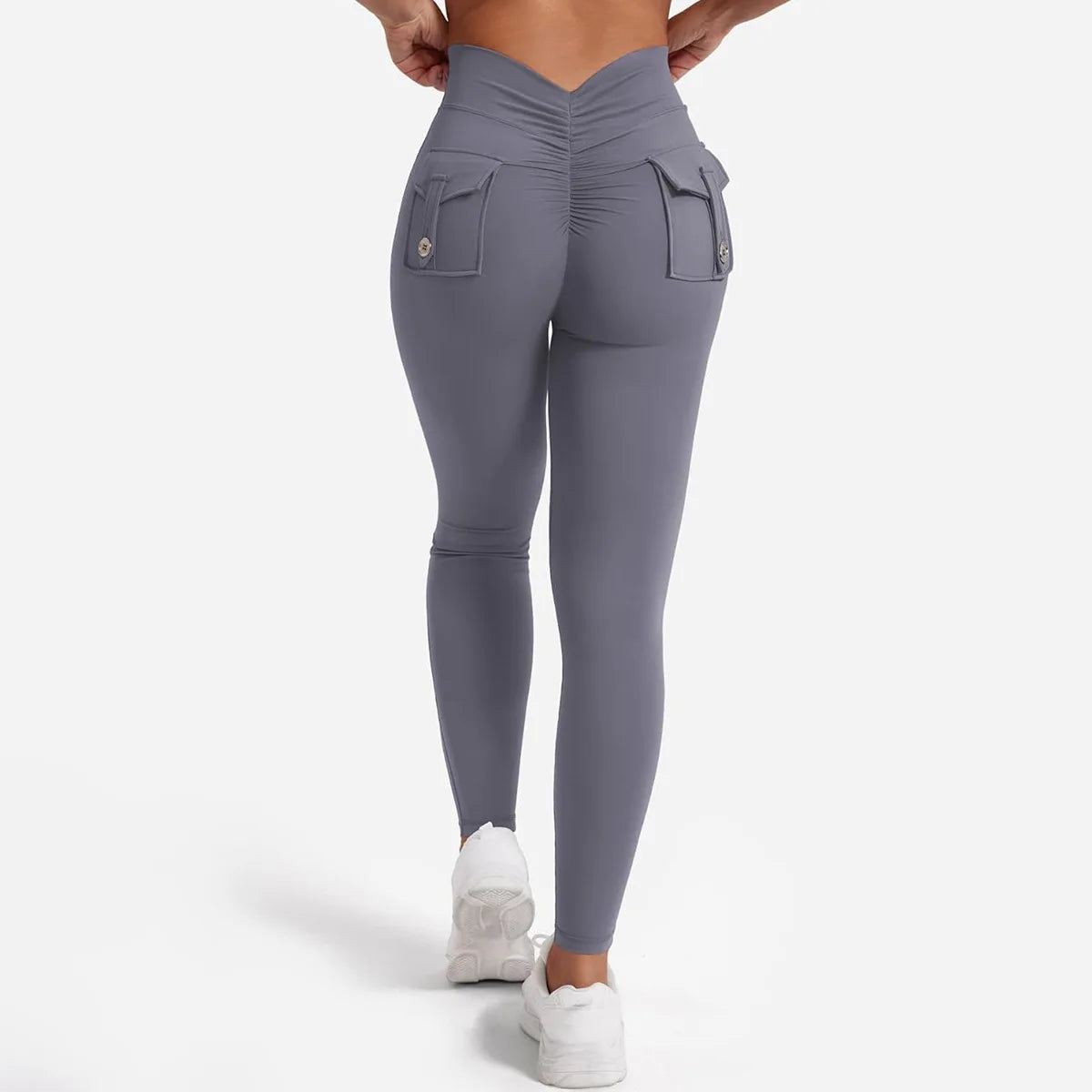 Women's Nylon Yoga Leggings With Buttocks Pocket Spandex Sports Fitness Pants Breathable Hip Lifting