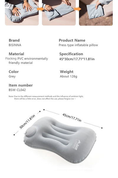 BISINNA Camping Inflatable Pillow Portable Ultralight Travel Hiking Air Sleeping Pillow for Neck and Lumbar Support by Smarsty