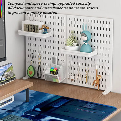 Punch-free Hole Board Vertical Desktop Wall Hanging Office Desk Storage Shelf Reading Room Desktop kitchen Bathroom Storage Rack by Smarsty