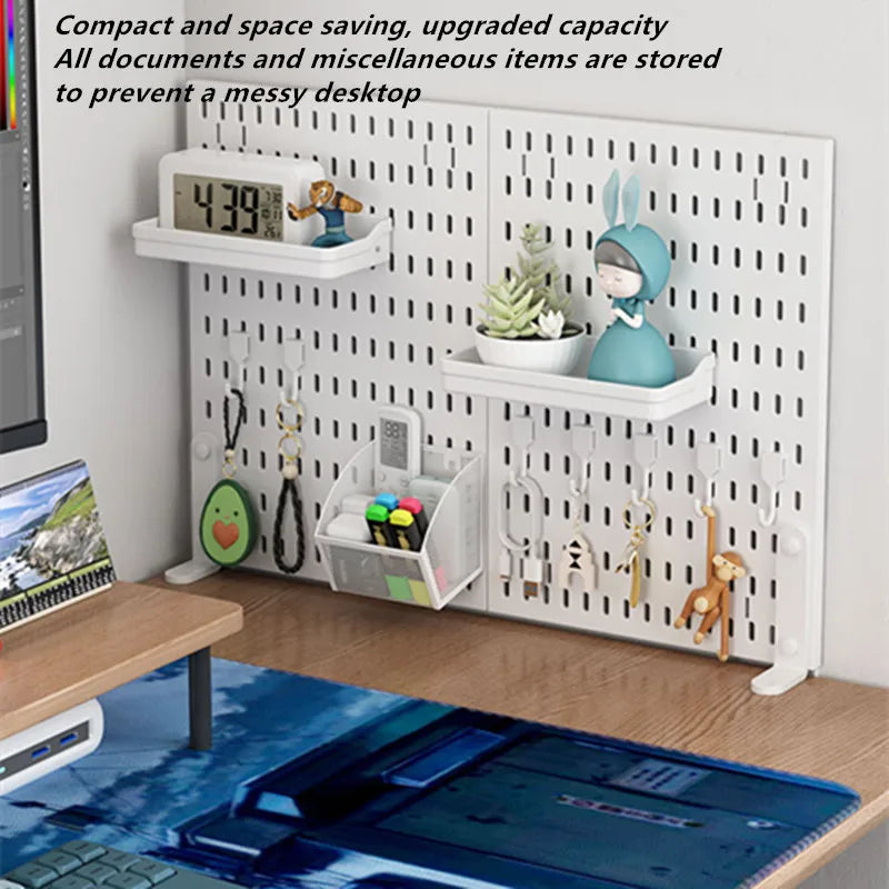 Punch-free Hole Board Vertical Desktop Wall Hanging Office Desk Storage Shelf Reading Room Desktop kitchen Bathroom Storage Rack by Smarsty