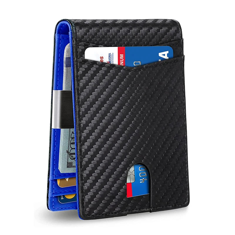 Rfid Carbon Fiber Luxury Men Wallets Money Bag Slim Thin Man Card Holder Wallet for Men Small Short Purse Male Vallet Billfold - Smarsty