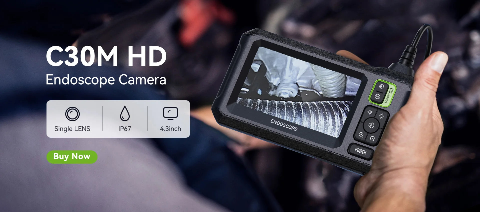 Industrial Endoscope Camera 8mm HD1080P 4.3inch IPS Screen 1080P Pipe Inspection Camera for Car Repair IP67 Waterproof 8 LEDS - Smarsty