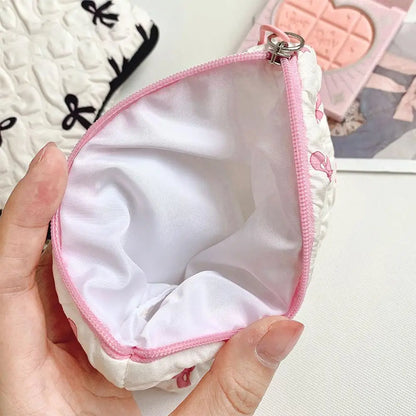 Bow Canvas Makeup Bag Large Capacity Travel Organizer - Smarsty