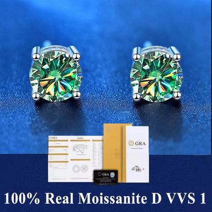 Certified Moissanite Stud Earrings 18K Plated Silver - Smarsty