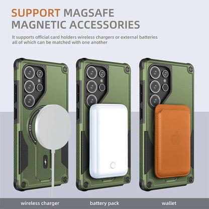 Magnetic Armor Case With Fold Stand And Wireless Charging - Smarsty