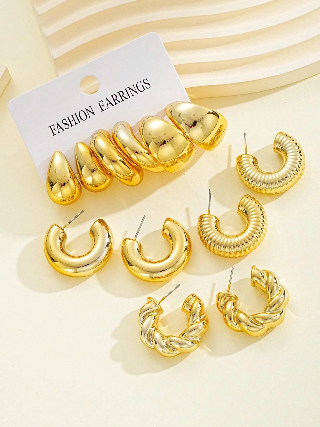 Classic Gold Drop Earrings 12pcs Set for Workplace Style - Smarsty