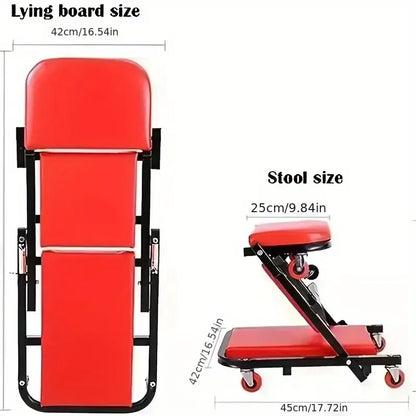 Mechanic Creeper, Garage Gift, 36" Z Creeper Seat, 2 in 1 Mechanic Gifts, 300 lbs Capacity, Low Profile Creeper with 6 pcs Wheel