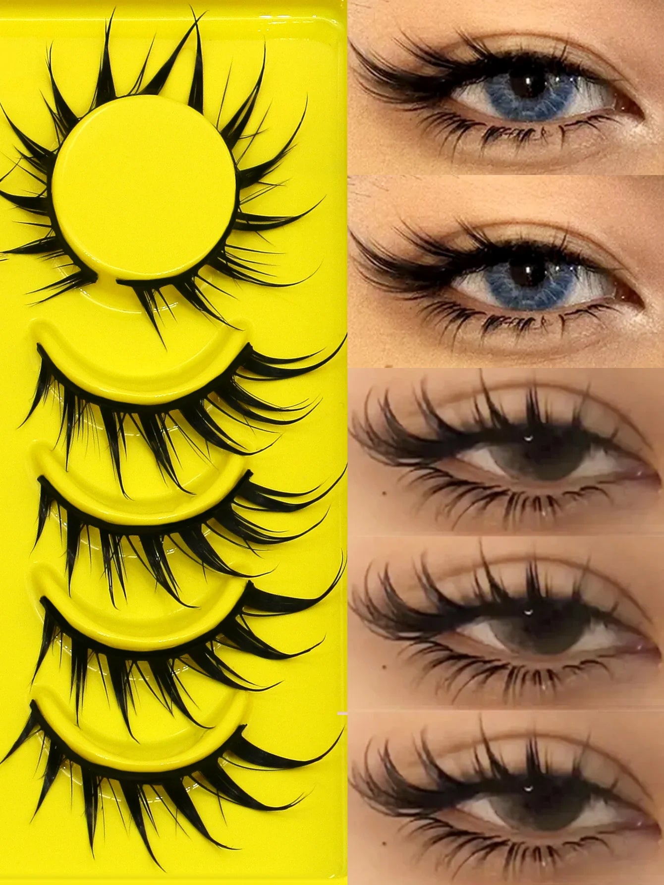 Groinneya Cat Eye 3D Natural False Lashes Fluffy Soft - Smarsty