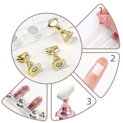 5pcs Magnetic Nail Tip Practice Holders with Crystal Base - Smarsty