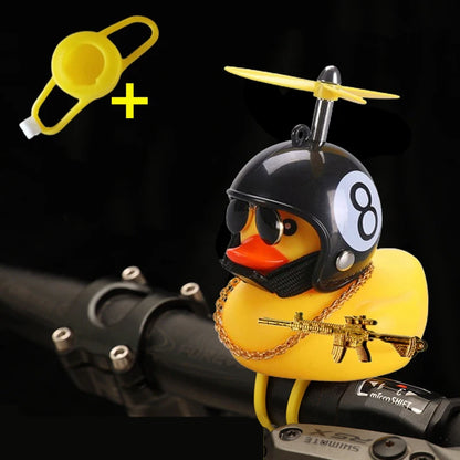 Helmeted Yellow Duck Car Ornament With Propeller Toy Gun - Smarsty