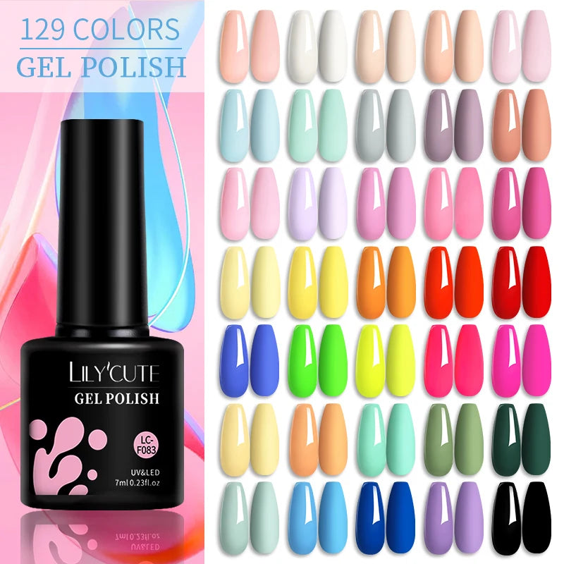 LILYCUTE 6 Pcs Gel Nail Polish Set Bright Pink Varnish - Smarsty