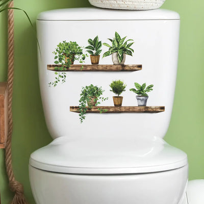 Green Plant Leaves Toilet Wall Sticker for Easy Home Decor - Smarsty