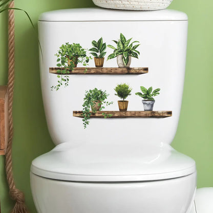 Green Plant Leaves Toilet Wall Sticker for Easy Home Decor - Smarsty