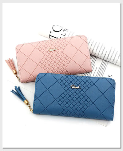 Zipper Money Coin Purse Women Card Holder Long PU Leather Clutch Wallet Large Capacity Lady Wristlet Phone HandBags Money Pocket - Smarsty
