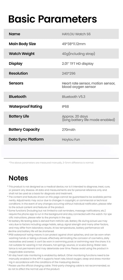 Haylou S6 Voice Calling Smart Watch for Health Monitoring - Smarsty