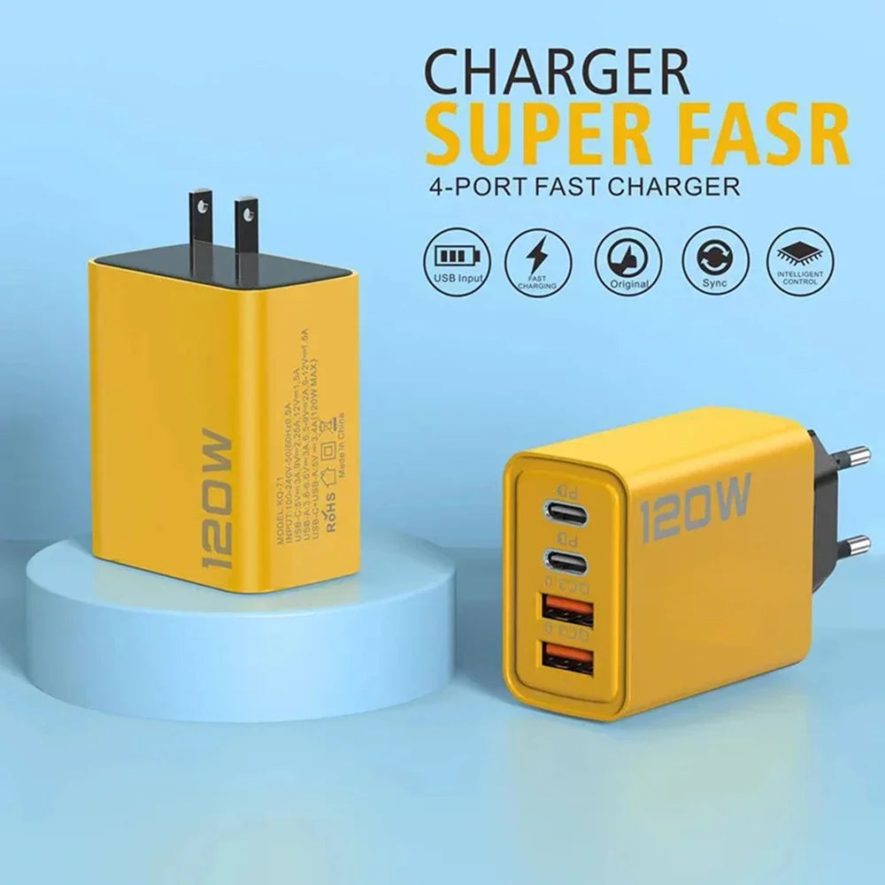 High Power 120W PD USB C Wall Charger Fastest Charge - Smarsty