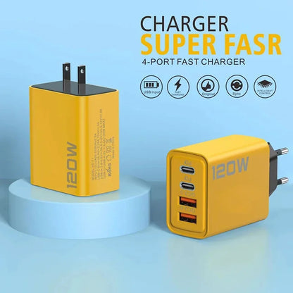 High Power 120W PD USB C Wall Charger Fastest Charge - Smarsty