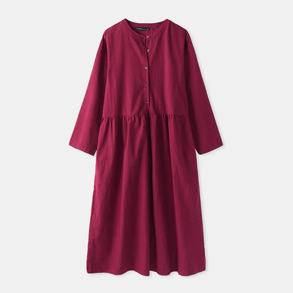 Women's Elegant Solid Cotton Robe Femme 2022 Spring Autumn Bohemian Maxi Dress ZANZEA Casual Long Sleeve Shirt Dresses Oversized - Smarsty