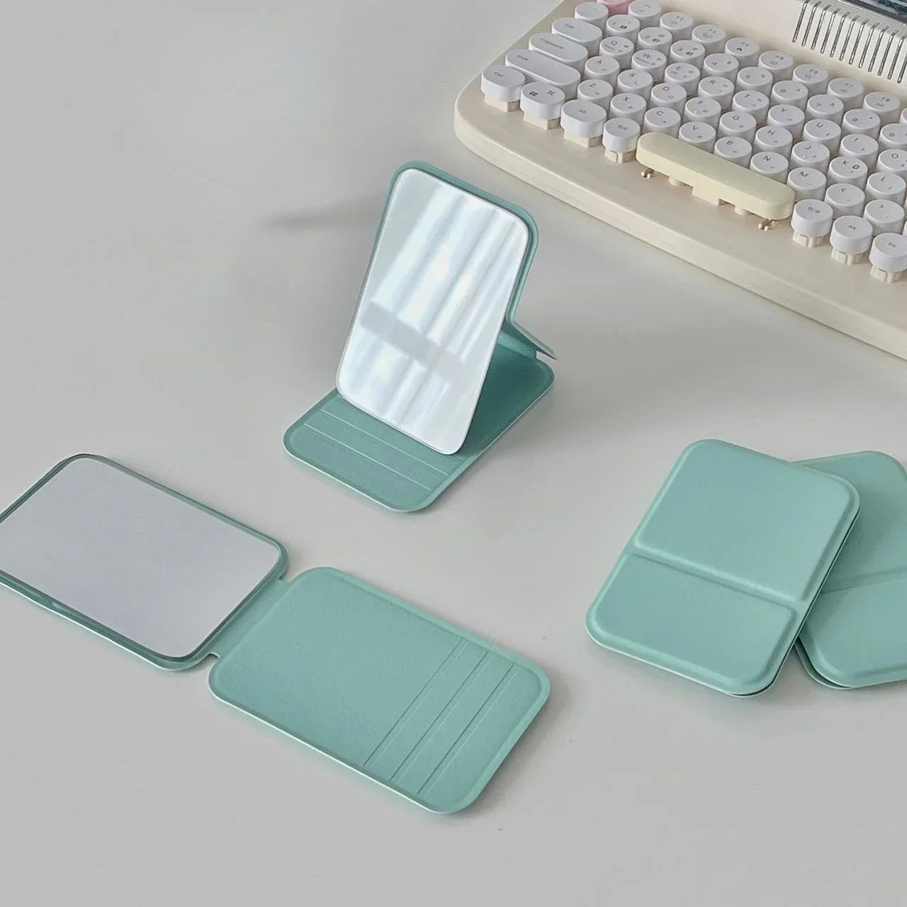 Portable Foldable Makeup Mirror with PU Leather Case - Smarsty