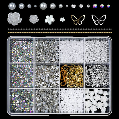 3D Mixed Pearl Heart Nail Charms for DIY Art - Smarsty