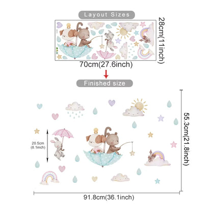 Cartoon Hot Air Balloon Animal Wall Stickers for Nursery - Smarsty