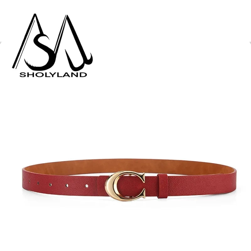 Trendy Womens Leather Belt With Alloy Moon Buckle - Smarsty