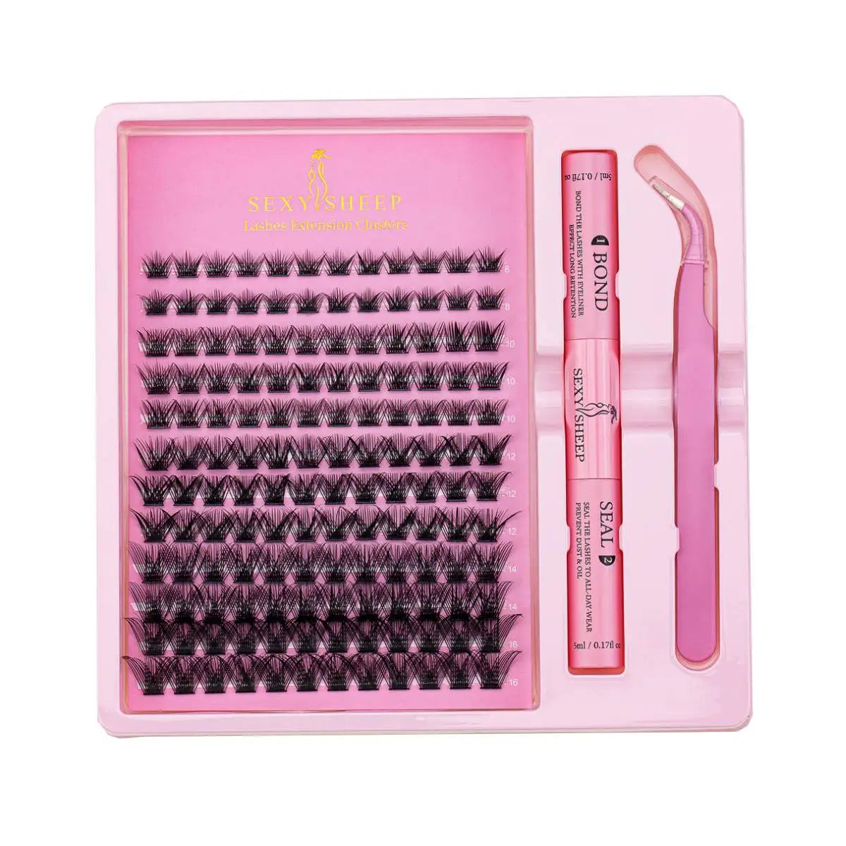 DIY Eyelash Extension Kit with Mixed Clusters and Applicator - Smarsty
