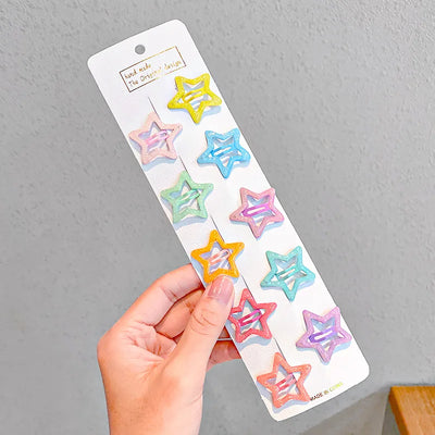 Cute Colorful Star Hair Clips Set for Girls - Smarsty