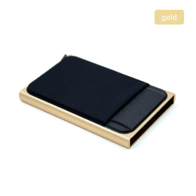 YUECIMIE Slim Aluminum Wallet With Elasticity Back Pouch ID Credit Card Holder Mini RFID Wallet Automatic Pop up Bank Card Case - Smarsty