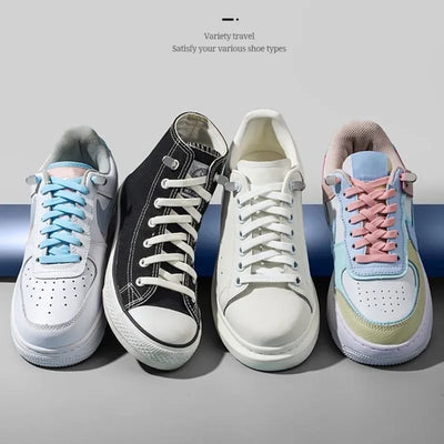 Flat Elastic Shoe Laces Sneakers No Tie Shoelaces for Shoes Tennis Quick Shoelace Clips Without Ties Shoe Accessories Kids Adult - Smarsty