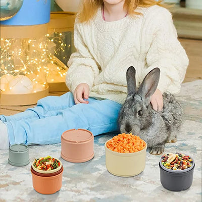 Stacking Cups Toy For Rabbits Multi-Colored Reusable Small Animals Puzzle Toys For Hiding Food Playing Bunny Accessories Pet - Smarsty