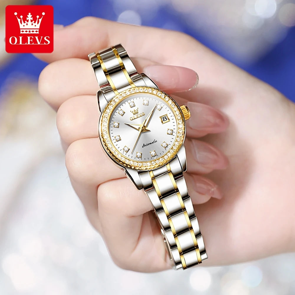 OLEVS Women's Automatic Waterproof Luxury Watch with Luminous Dial - Smarsty