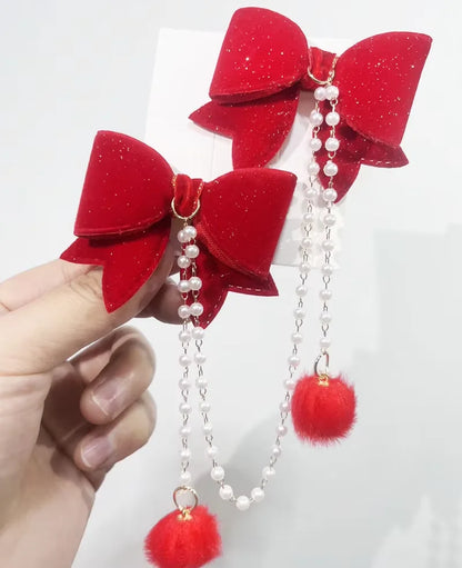 Pink Pearl Bow Hair Clip for Girls Accessories - Smarsty