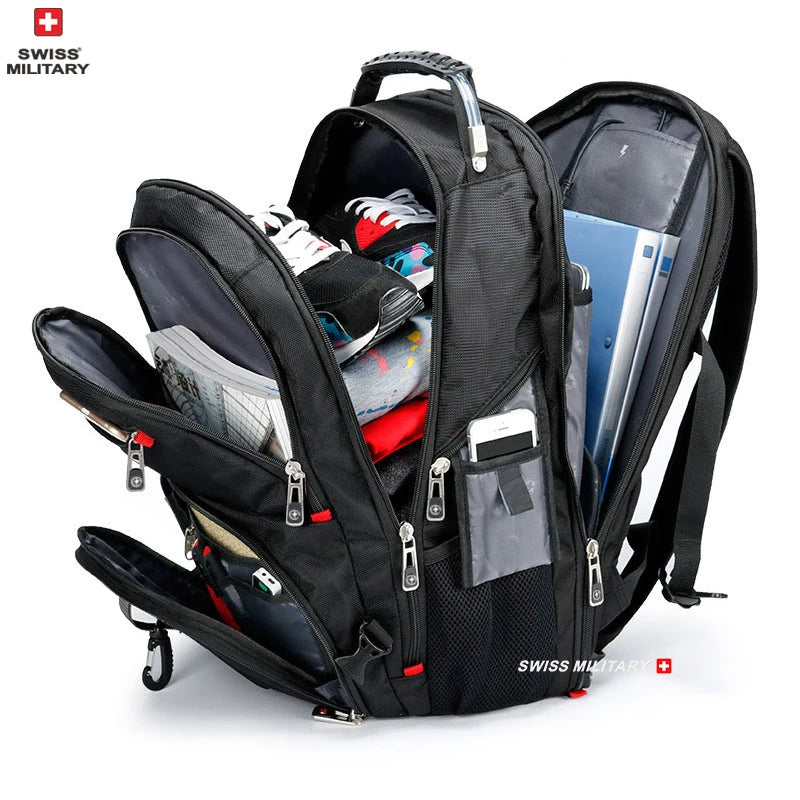 SWISS MILITARY Fashion Travel Multifunction Large Capacity Male Bag Usb Charging Waterproof 23 inch Laptop Backpack Men Mochila - Smarsty