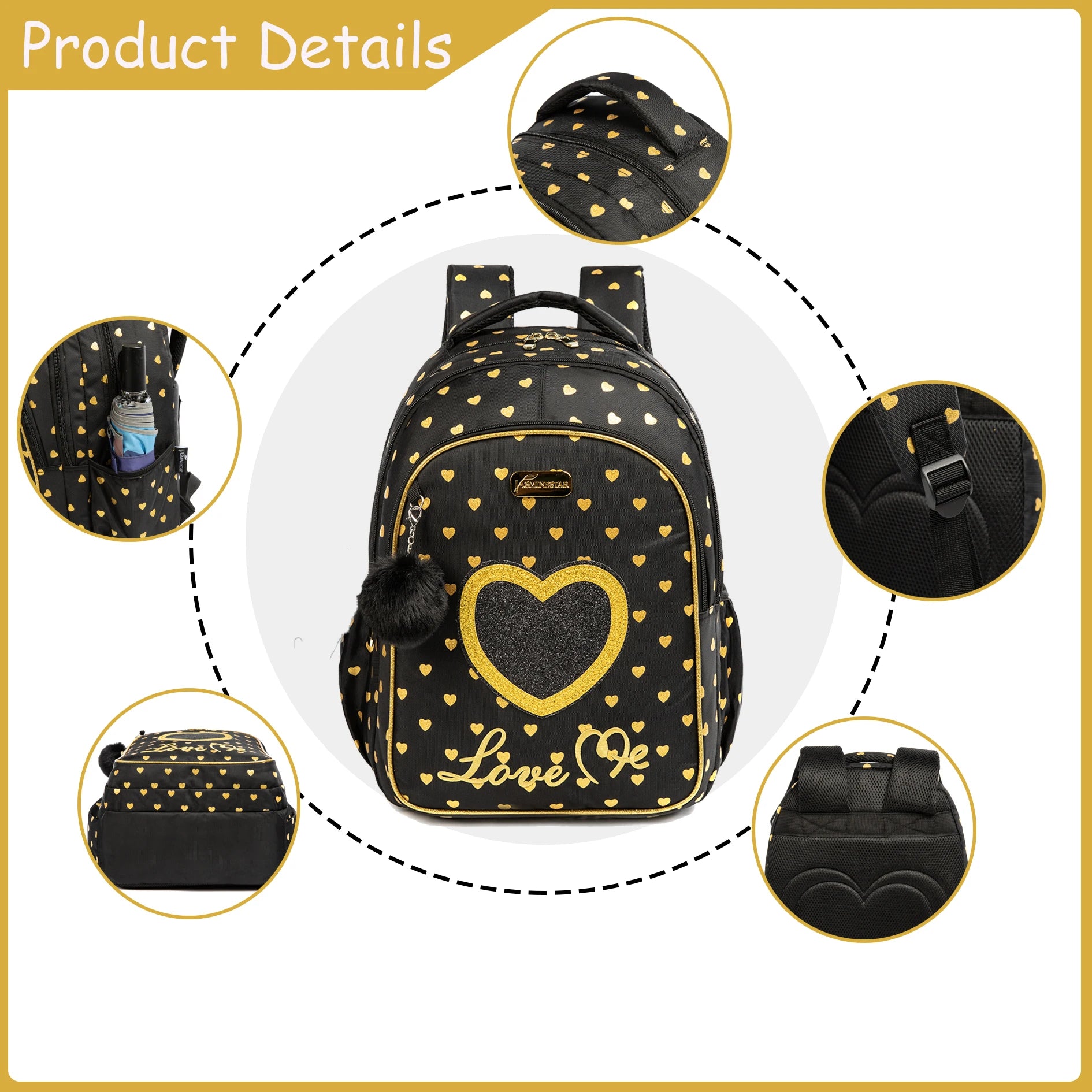 Girls School Backpack With Lunch Bag And Pencil Case - Smarsty