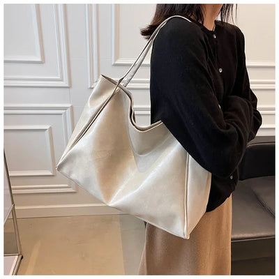 Women PU Leather Tote Bag Large Capacity Shoulder Crossbody - Smarsty
