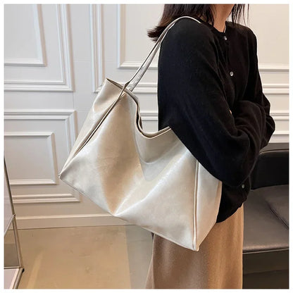 Women PU Leather Tote Bag Large Capacity Shoulder Crossbody - Smarsty
