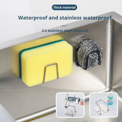 1pc Stainless Steel Sink Sponge Rack For Sponge Steel Wire Ball Draining Paste The Inner Wall Of The Sink Kitchen Supplies - Smarsty