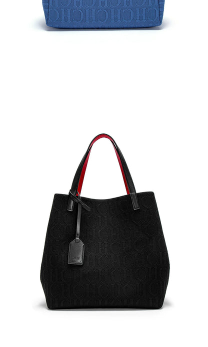 CHCH Tote Bag Large Capacity Black Knitted Shopping Bag - Smarsty